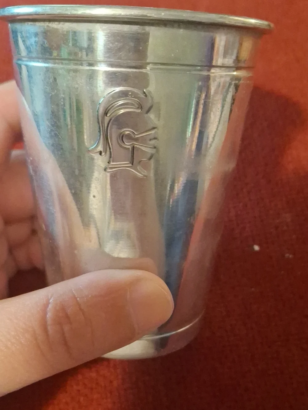 Decorative Metal Cup with Embossed Helmet Travel Aluminum Barware Tumbler